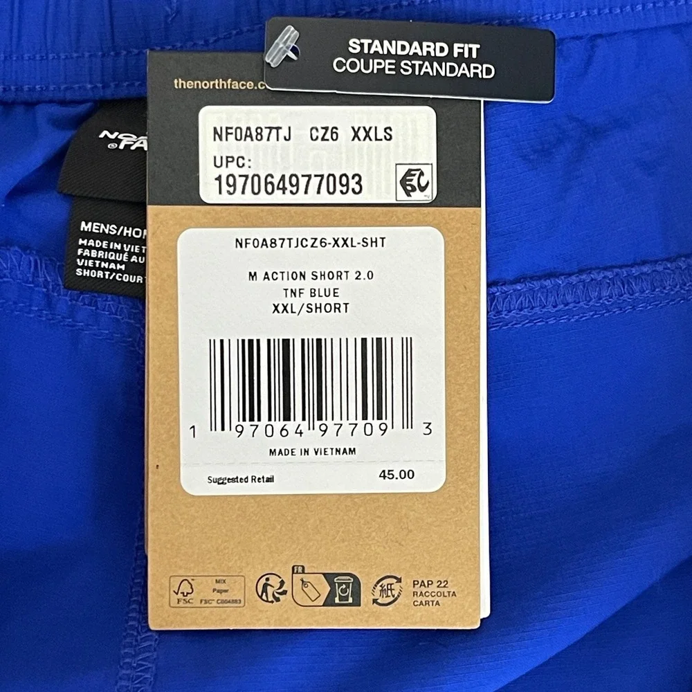 NEW The‎ North Face Mens XXL FLASHDRY Action Short 2.0 Blue 5 inch inseam $45